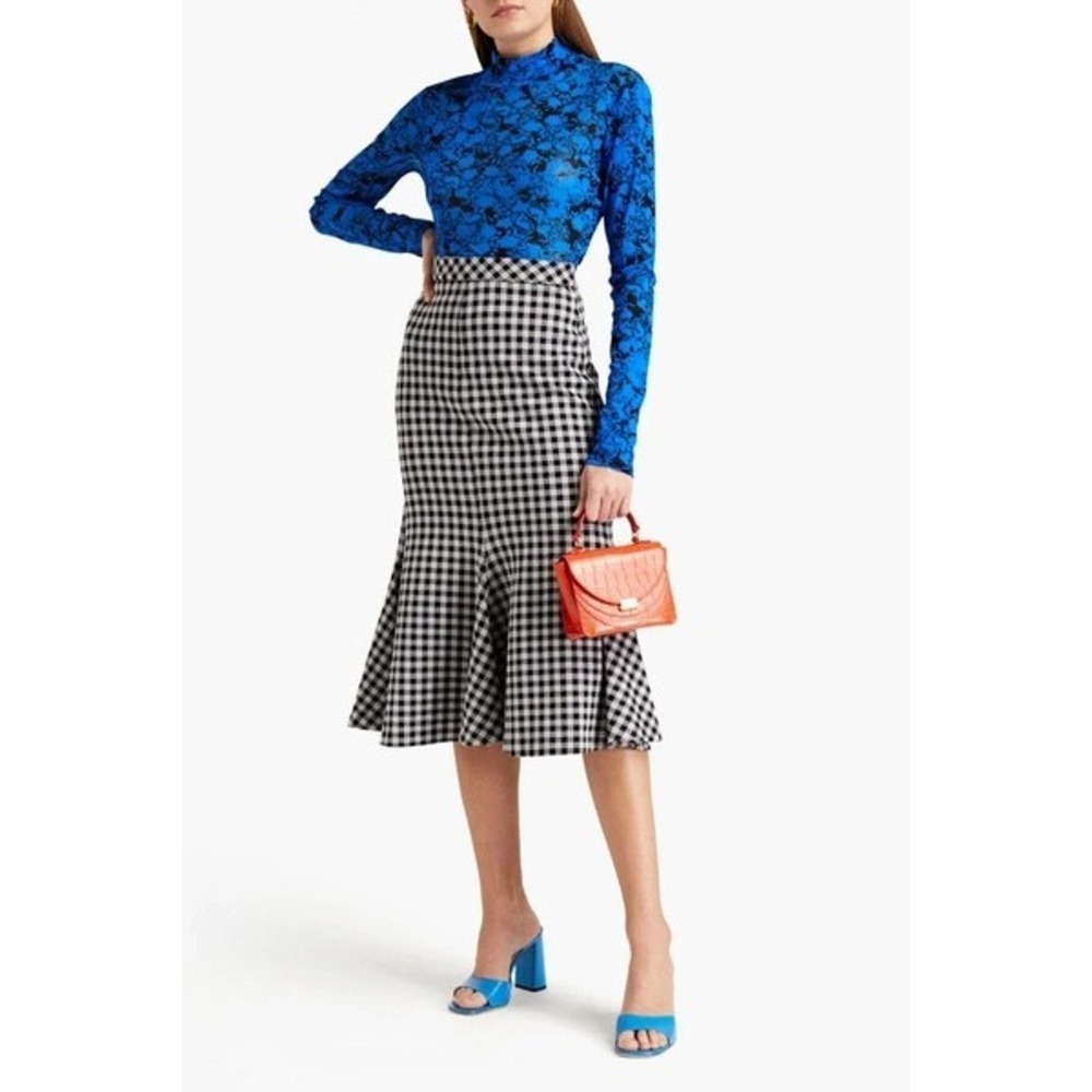 Diane von Furstenberg Remy Mesh Top Mock Neck Sheer LS Cobalt Blue No Size 14? - Picture 3 of 10